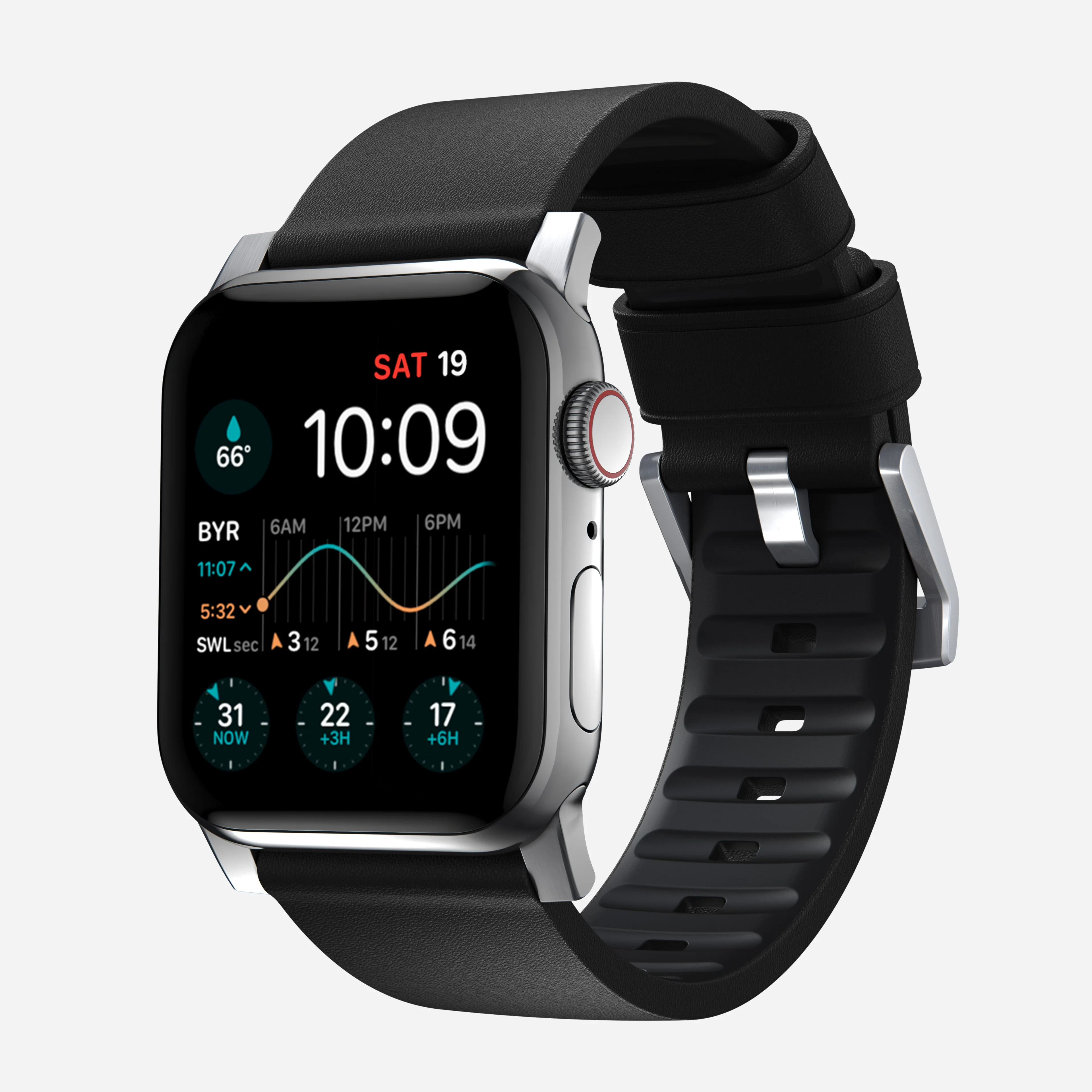 Active Band Pro - 46mm/49mm | Silver Hardware | Black Active Leather - Image 3