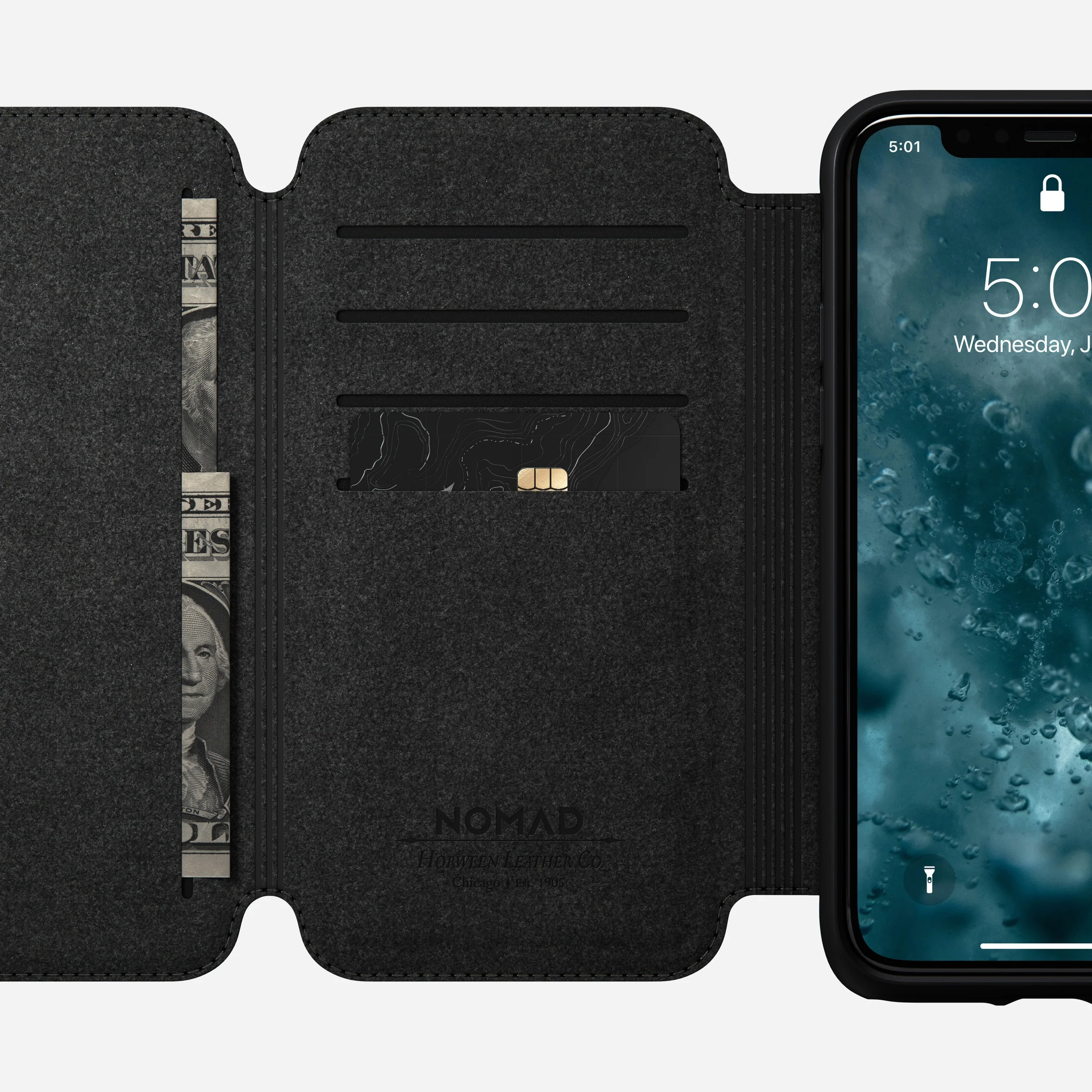 Modern Leather Tri-Folio - iPhone 11 Pro | Black | Horween - Image 4