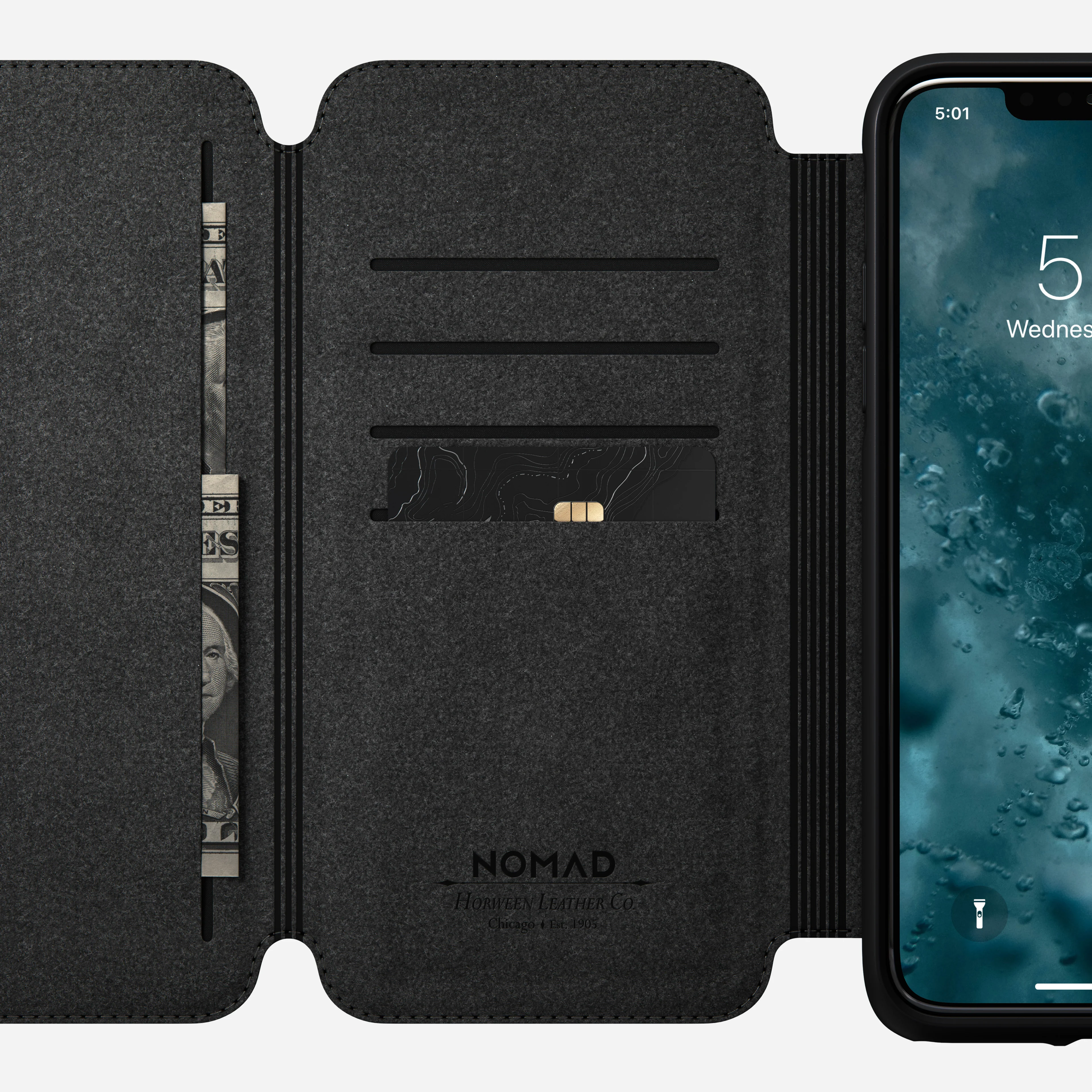 Modern Leather Tri-Folio - iPhone 11 Pro Max | Black | Horween - Image 4